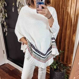 Anthropologie Sleeping On Snow Woodland Stroll Poncho Sweater